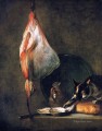 Cat with Ray Oysters Pitcher and Loaf of Bread Jean Baptiste Simeon Chardin